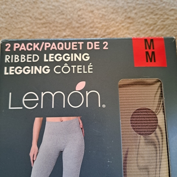 Lemon Ribbed Leggings 2-Pack Women's Size Medium Brown Gray New In Box - Picture 11 of 13